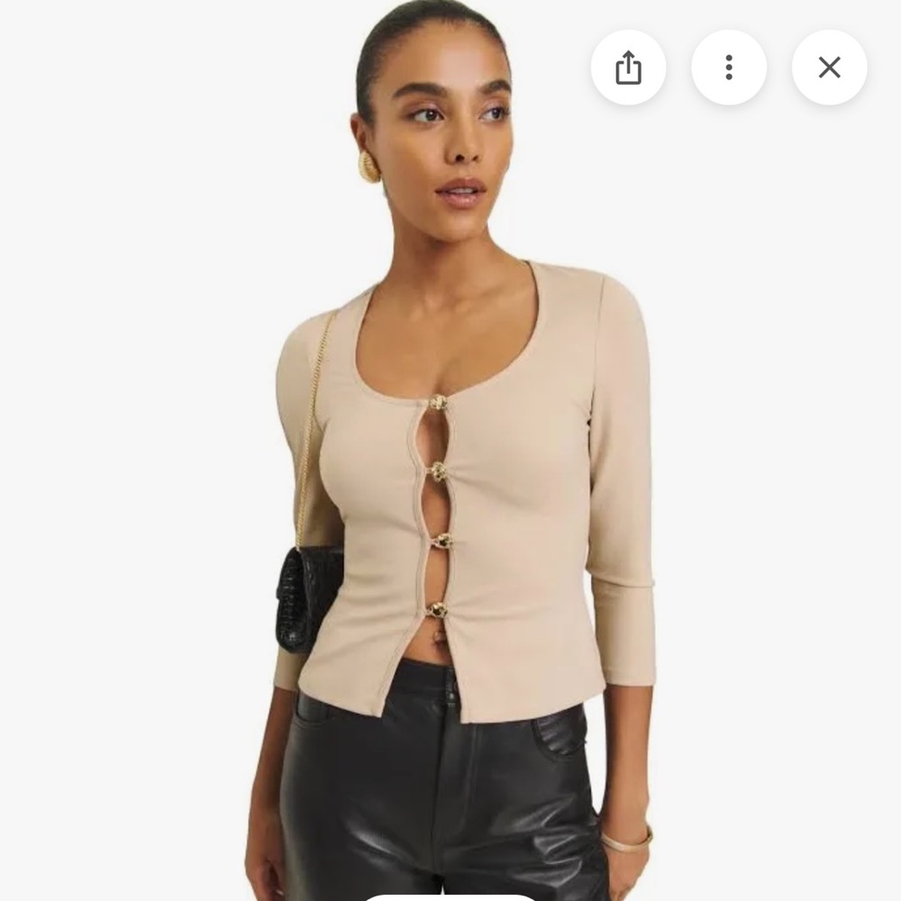 Reformation Owen Knit Top, Small, Tan